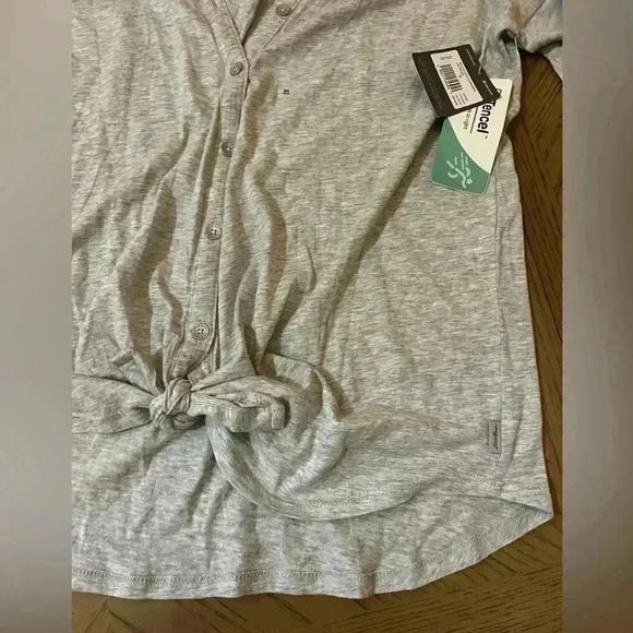 NWT Eddie Bauer Gate Check Long Sleeve Convertible Gray Top Medium - Picture 3 of 9